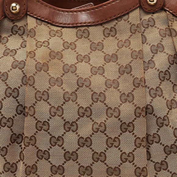 GUCCI Beige/Brown GG Canvas and Leather Medium Sukey Tote - Picture 6 of 8